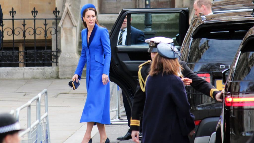 Kate Catherine Middleton Duchess of Cambridge and Prince William Duke of Cambridge arrive at Commonwealth day at Westminster Abbey, Westminster, London